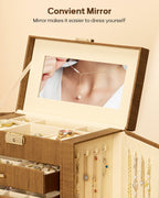 Homde Large Jewelry and Watch Box with Mirror, Lock and 4 Drawers-Homde