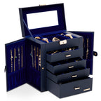 Homde Large Jewelry and Watch Box with Mirror, Lock and 4 Drawers-Homde