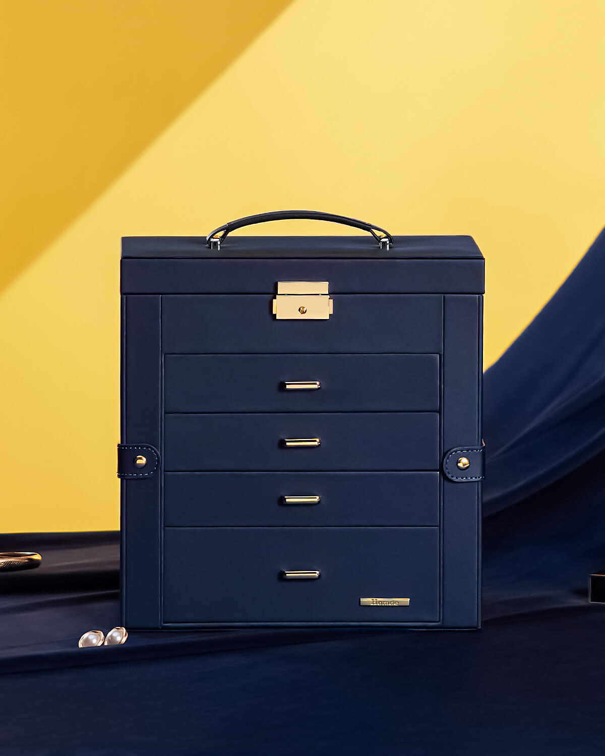 Homde Large Jewelry and Watch Box with Mirror, Lock and 4 Drawers-Homde