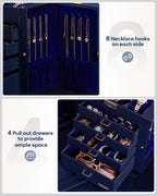 Homde Large Jewelry and Watch Box with Mirror, Lock and 4 Drawers-Homde