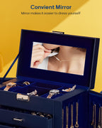 Homde Large Jewelry and Watch Box with Mirror, Lock and 4 Drawers-Homde