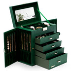 Homde Large Jewelry and Watch Box with Mirror, Lock and 4 Drawers-Homde