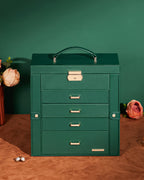 Homde Large Jewelry and Watch Box with Mirror, Lock and 4 Drawers-Homde