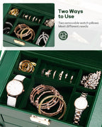 Homde Large Jewelry and Watch Box with Mirror, Lock and 4 Drawers-Homde