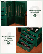 Homde Large Jewelry and Watch Box with Mirror, Lock and 4 Drawers-Homde