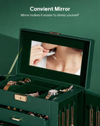 Homde Large Jewelry and Watch Box with Mirror, Lock and 4 Drawers-Homde