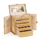 Homde Large Jewelry and Watch Box with Mirror, Lock and 4 Drawers-Homde