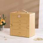Homde Large Jewelry and Watch Box with Mirror, Lock and 4 Drawers-Homde