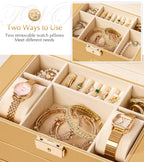 Homde Large Jewelry and Watch Box with Mirror, Lock and 4 Drawers-Homde