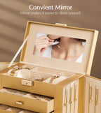 Homde Large Jewelry and Watch Box with Mirror, Lock and 4 Drawers-Homde