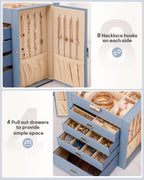 Homde Large Jewelry and Watch Box with Mirror, Lock and 4 Drawers-Homde