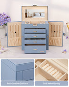 Homde Large Jewelry and Watch Box with Mirror, Lock and 4 Drawers-Homde