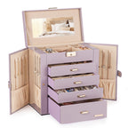 Homde Large Jewelry and Watch Box with Mirror, Lock and 4 Drawers-Homde