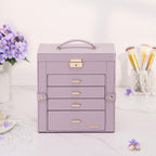 Homde Large Jewelry and Watch Box with Mirror, Lock and 4 Drawers-Homde