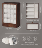 Homde Wooden Watch Box with Glass Window and 2 Drawers-L-16-Homde