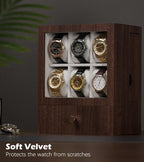 Homde Wooden Watch Box with Glass Window and 2 Drawers-L-9-Homde