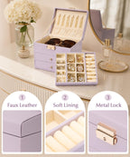 Homde Small Girls Jewelry Box with Lock, Removable Tray and 2 Drawers-Blush Pink-59-Homde