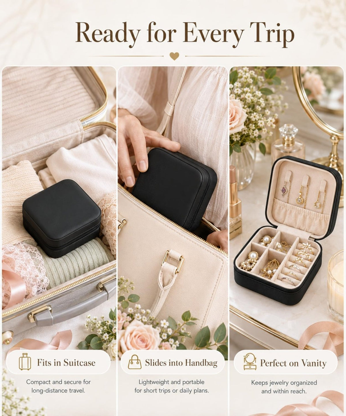 Homde 6-Pack Travel Jewelry Cases for Bridesmaids and Gifts-White-24-Homde