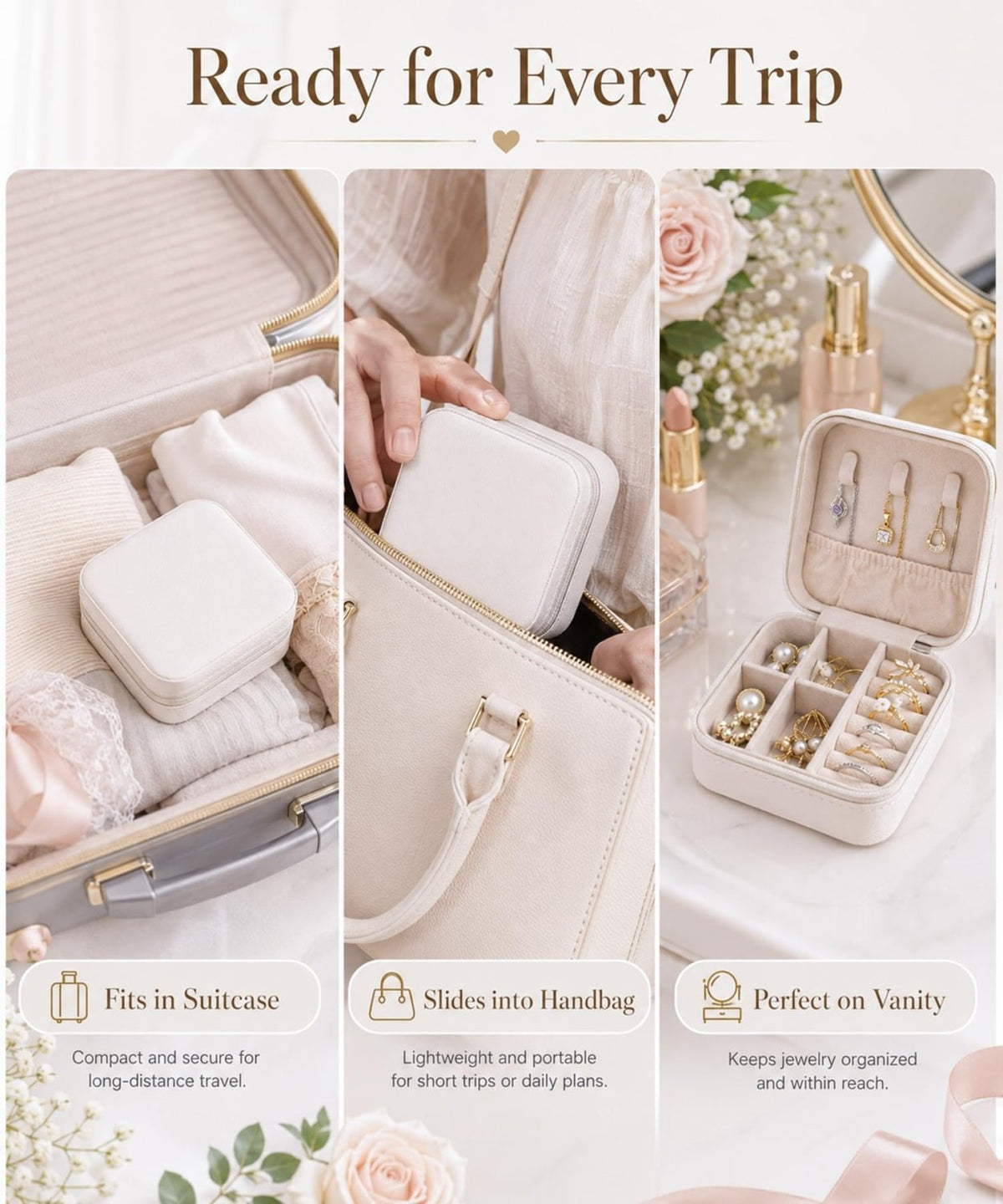 Homde 6-Pack Travel Jewelry Cases for Bridesmaids and Gifts-White-40-Homde
