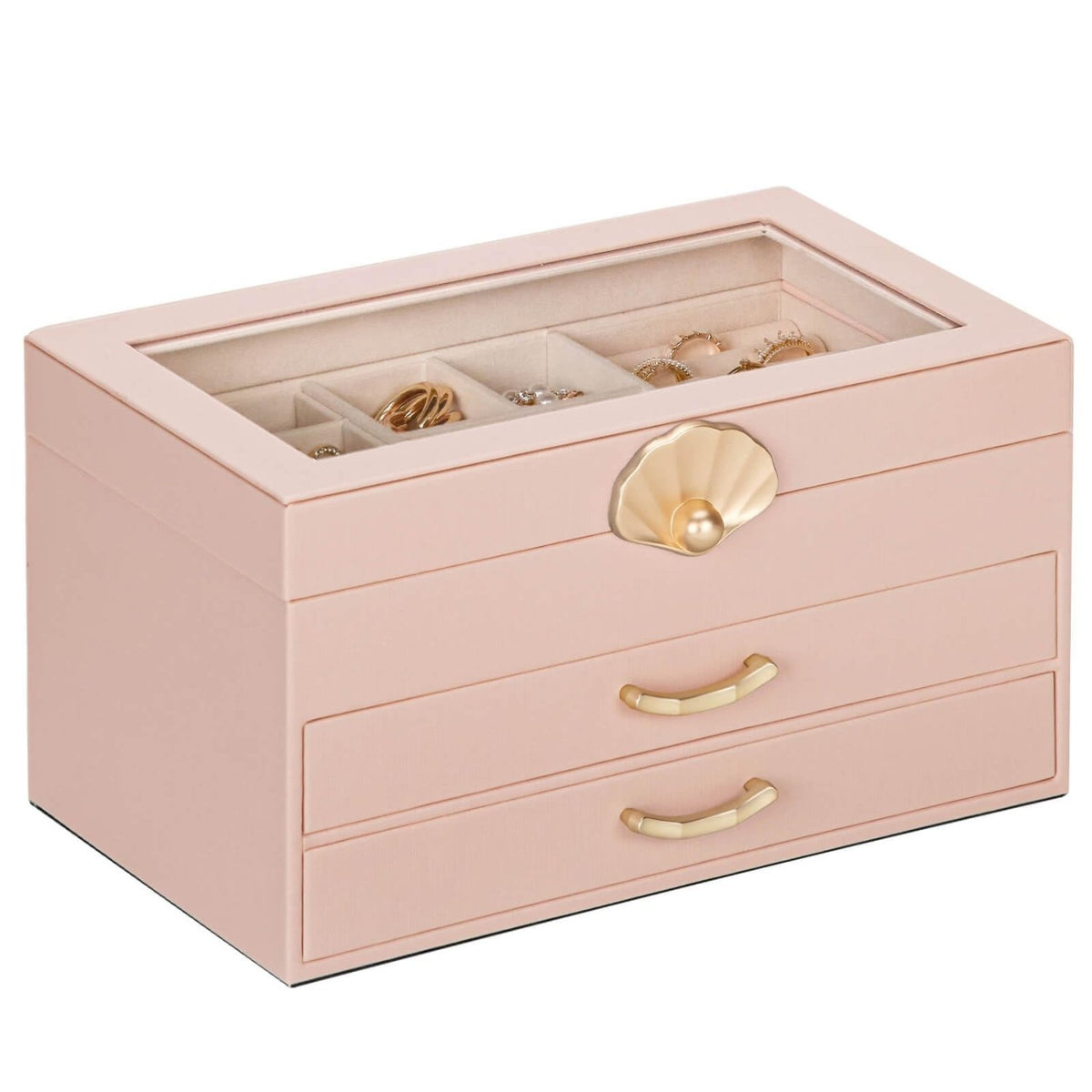 Homde Modern Jewelry Box for Women: 4-Layer Organizer with Clear Lid-3-Layer-3-Homde