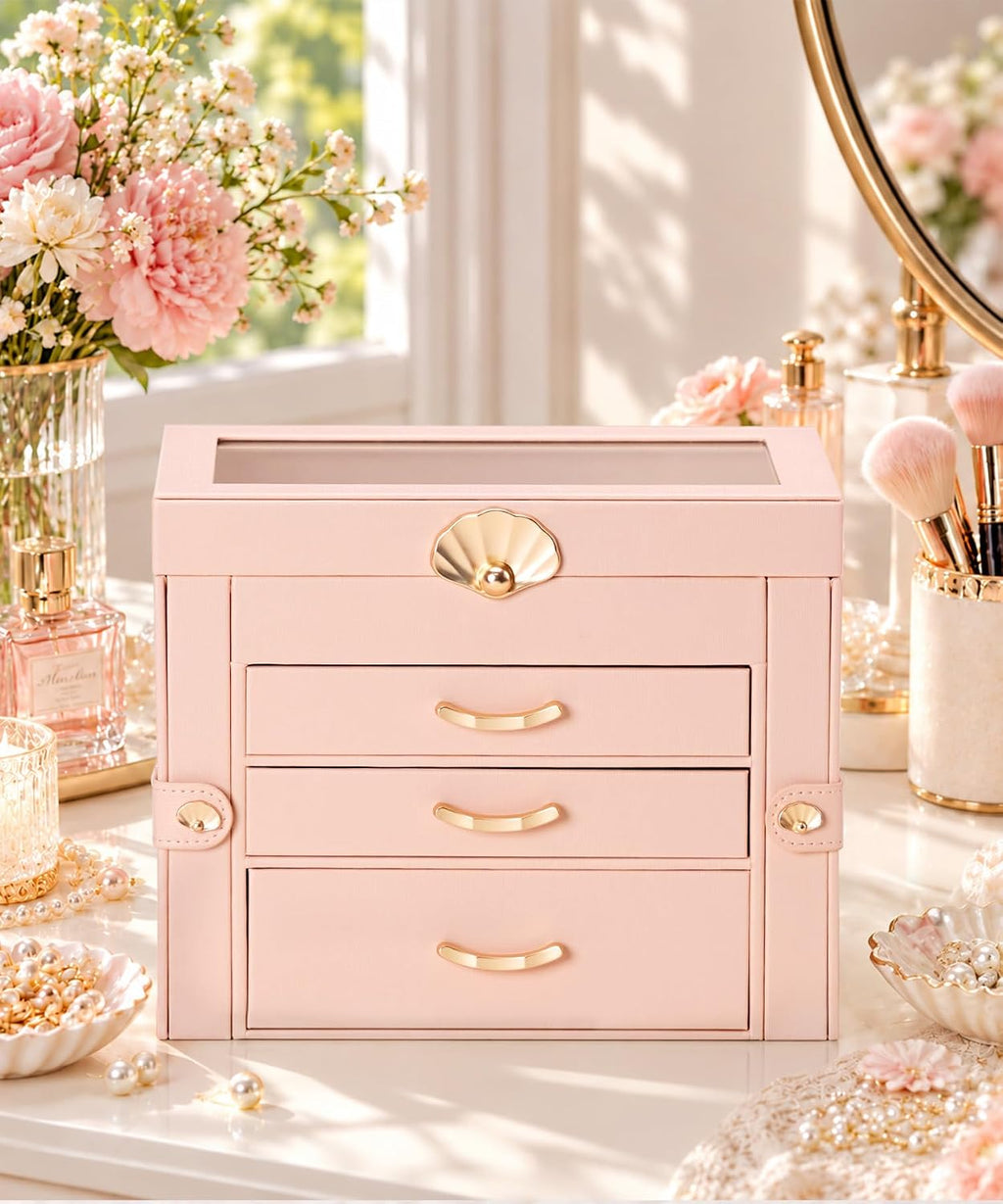 Homde Modern Jewelry Box for Women: 4-Layer Organizer with Clear Lid-4-Layer-29-Homde