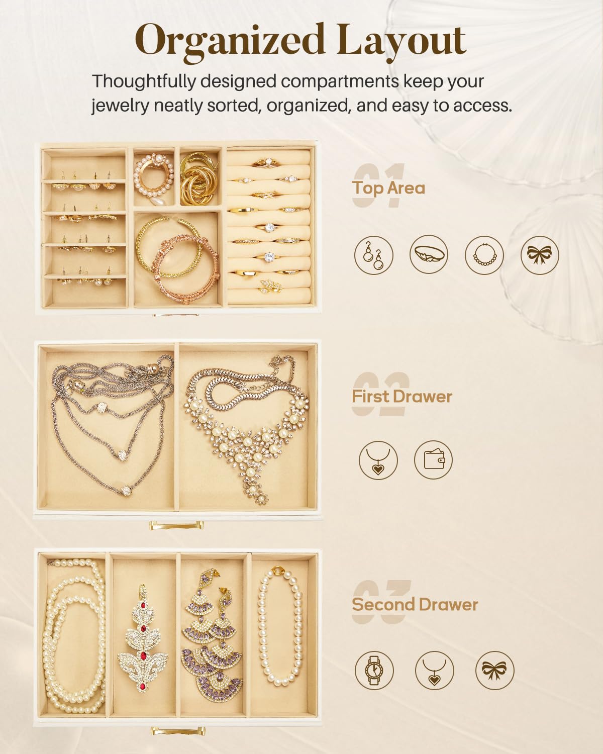Homde Modern Jewelry Box for Women: 4-Layer Organizer with Clear Lid-4-Layer-10-Homde