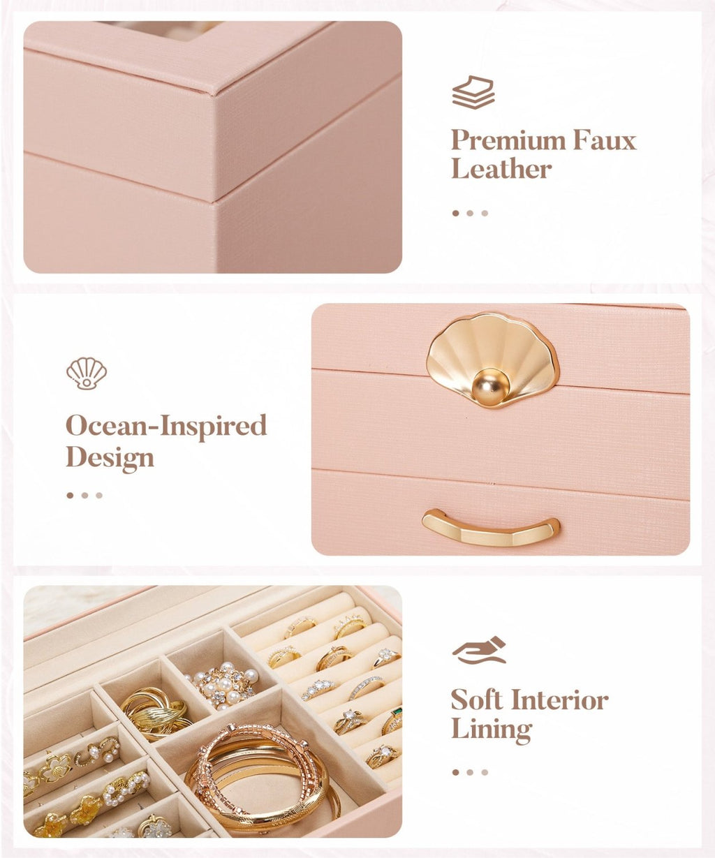 Homde Modern Jewelry Box for Women: 4-Layer Organizer with Clear Lid-4-Layer-36-Homde