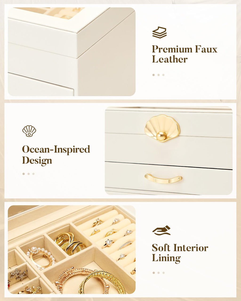 Homde Modern Jewelry Box for Women: 4-Layer Organizer with Clear Lid-4-Layer-11-Homde
