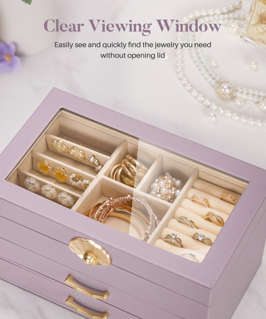 Homde Modern Jewelry Box for Women: 4-Layer Organizer with Clear Lid-4-Layer-43-Homde