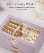 Homde Modern Jewelry Box for Women: 4-Layer Organizer with Clear Lid-4-Layer-43-Homde
