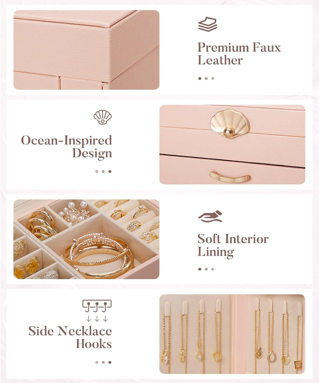 Homde Modern Jewelry Box for Women: 4-Layer Organizer with Clear Lid-4-Layer-27-Homde