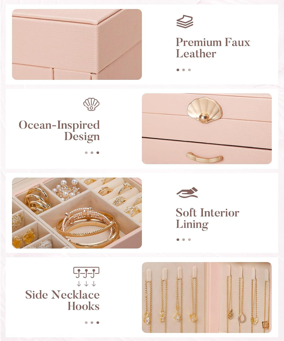 Homde Modern Jewelry Box for Women: 4-Layer Organizer with Clear Lid-4-Layer-27-Homde