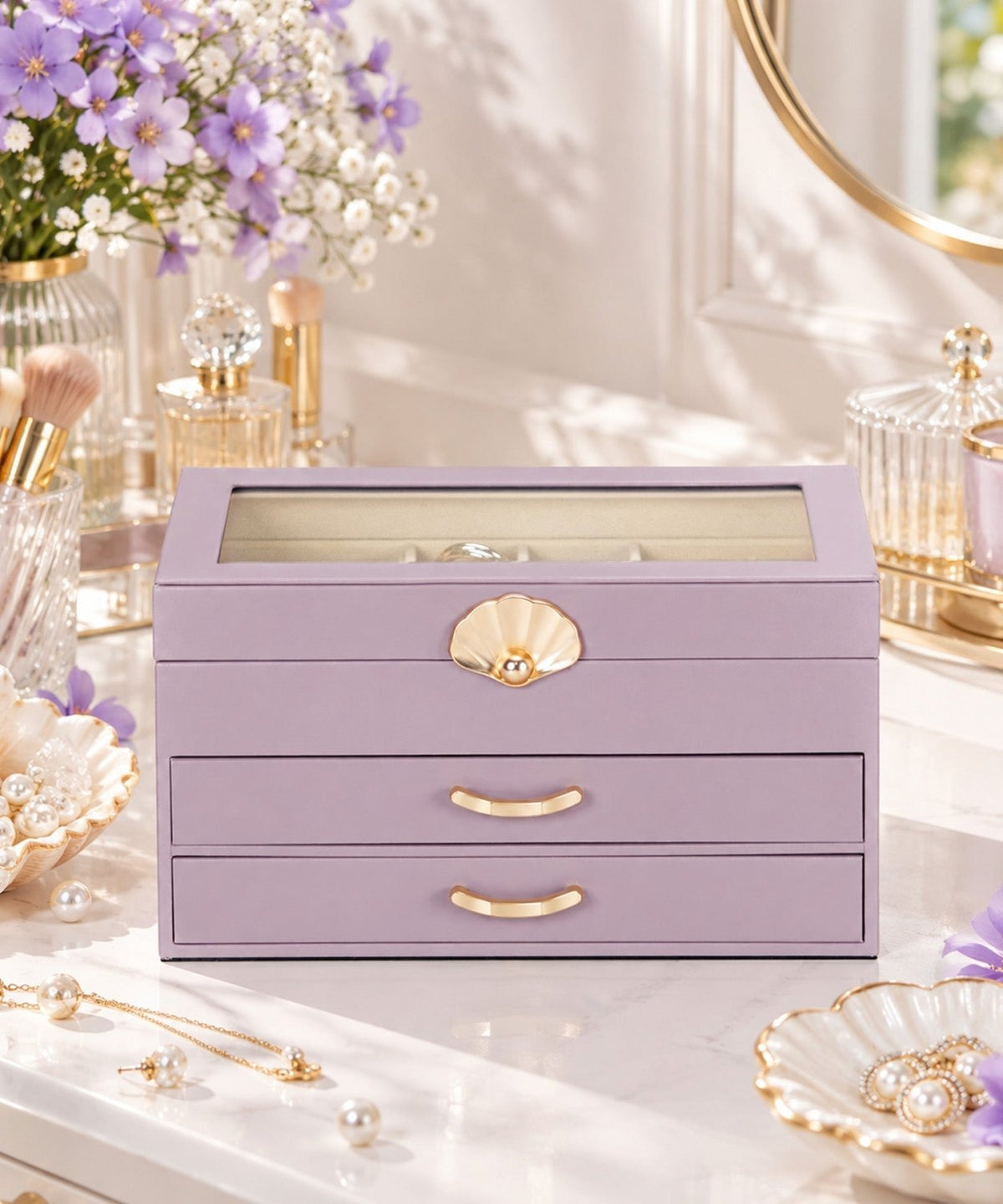 Homde Modern Jewelry Box for Women: 4-Layer Organizer with Clear Lid-4-Layer-47-Homde