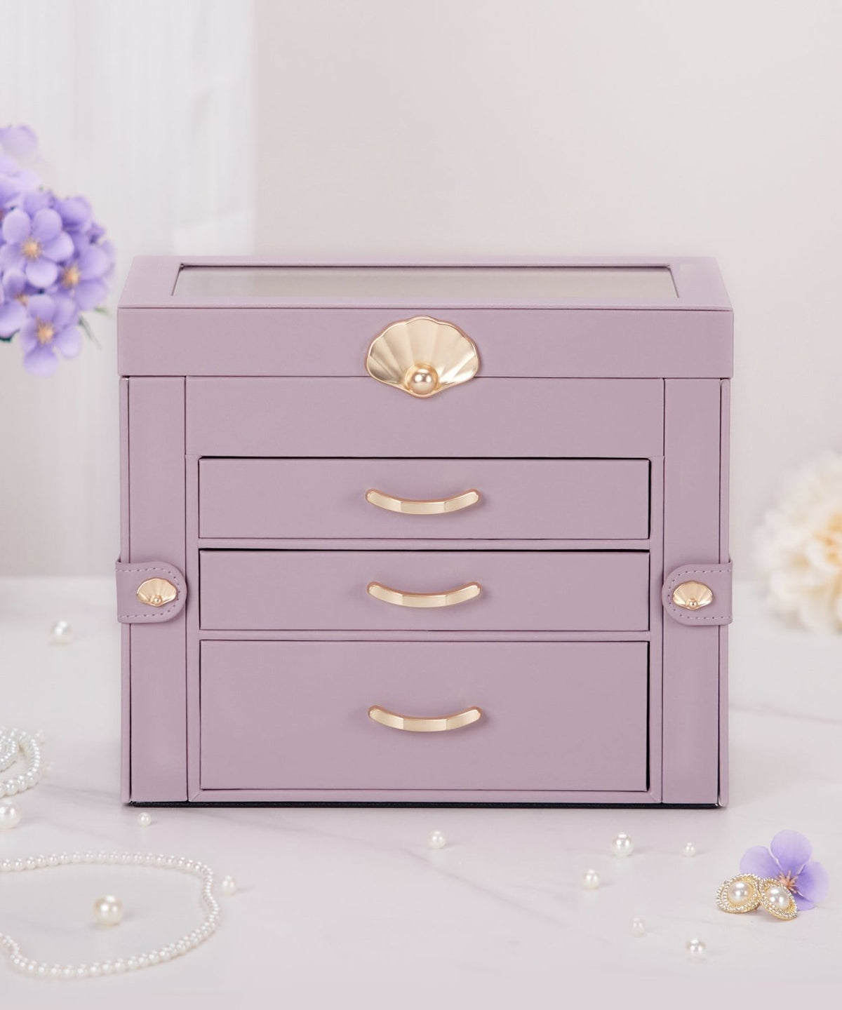 Homde Modern Jewelry Box for Women: 4-Layer Organizer with Clear Lid-4-Layer-54-Homde