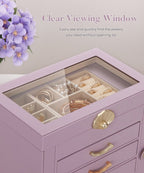 Homde Modern Jewelry Box for Women: 4-Layer Organizer with Clear Lid-4-Layer-50-Homde