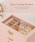 Homde Modern Jewelry Box for Women: 4-Layer Organizer with Clear Lid-4-Layer-25-Homde