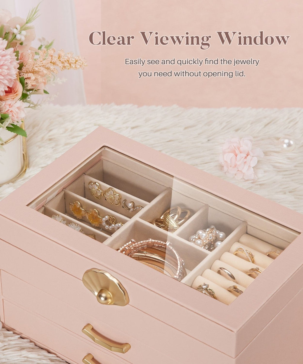 Homde Modern Jewelry Box for Women: 4-Layer Organizer with Clear Lid-4-Layer-34-Homde