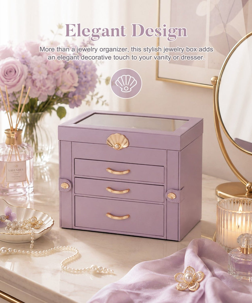 Homde Modern Jewelry Box for Women: 4-Layer Organizer with Clear Lid-4-Layer-49-Homde