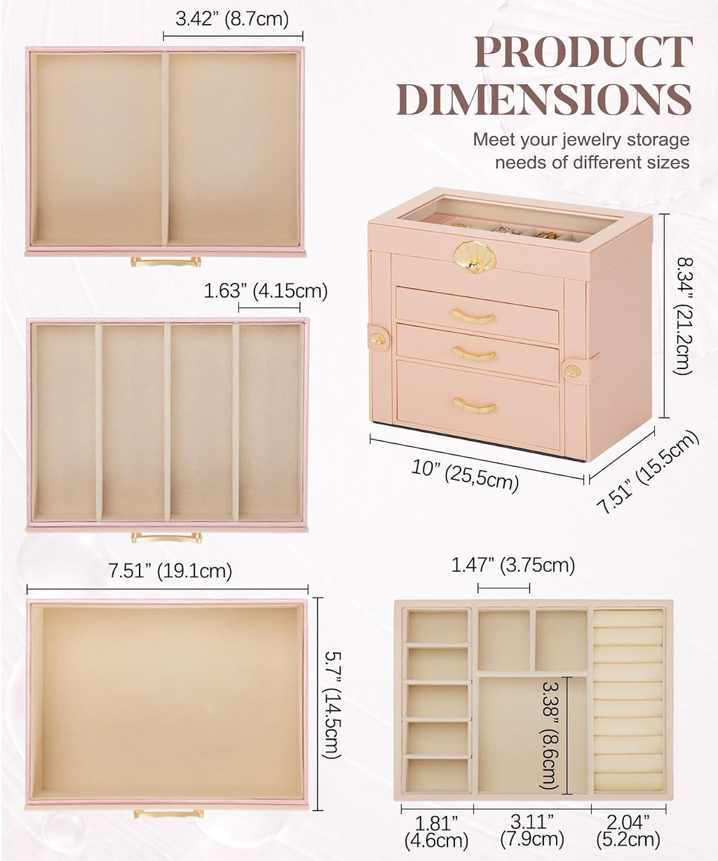 Homde Modern Jewelry Box for Women: 4-Layer Organizer with Clear Lid-4-Layer-28-Homde