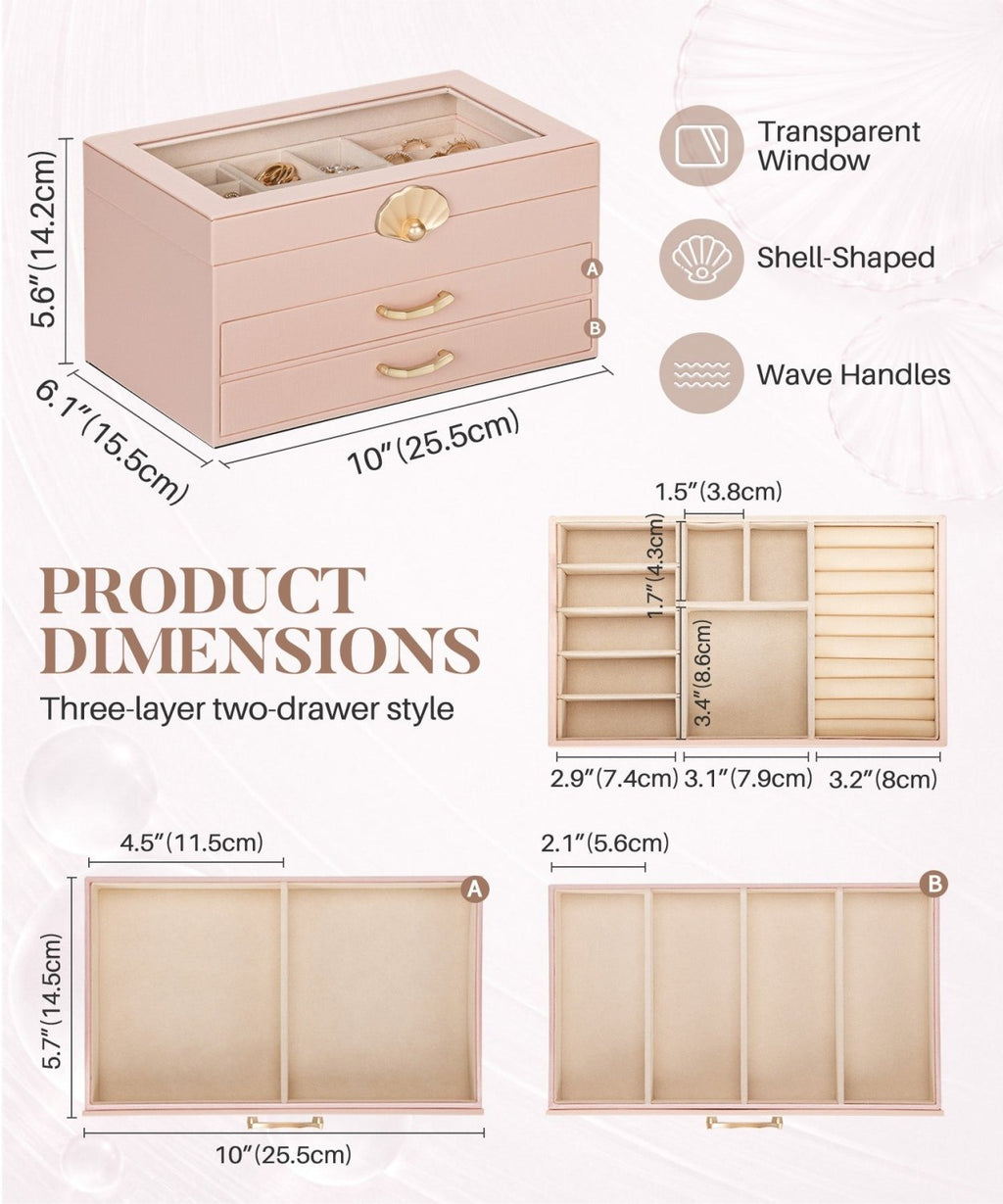Homde Modern Jewelry Box for Women: 4-Layer Organizer with Clear Lid-4-Layer-37-Homde