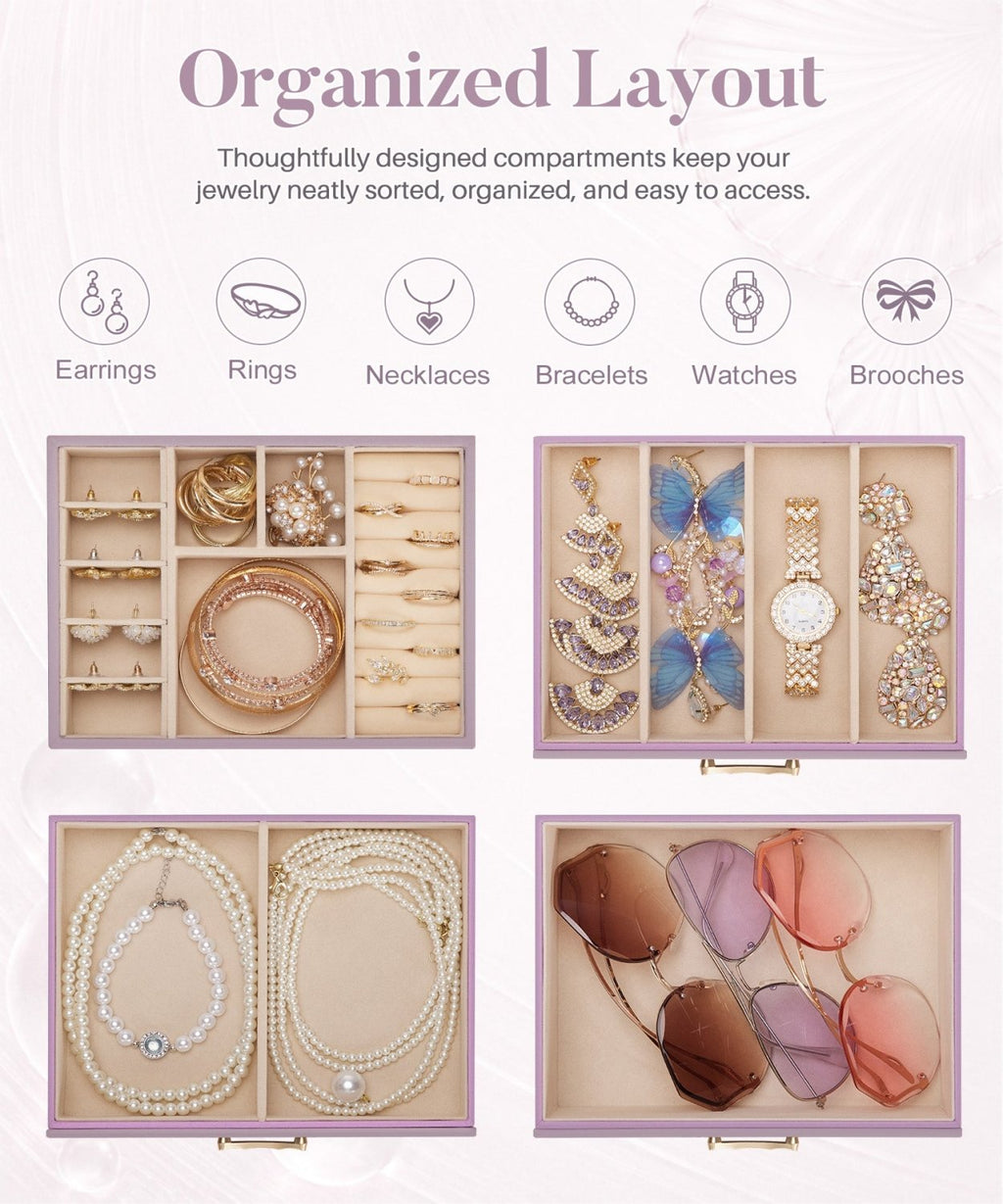 Homde Modern Jewelry Box for Women: 4-Layer Organizer with Clear Lid-4-Layer-51-Homde