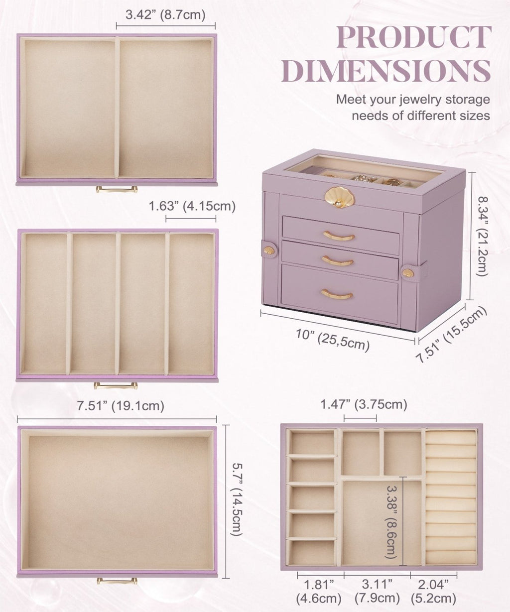 Homde Modern Jewelry Box for Women: 4-Layer Organizer with Clear Lid-4-Layer-53-Homde