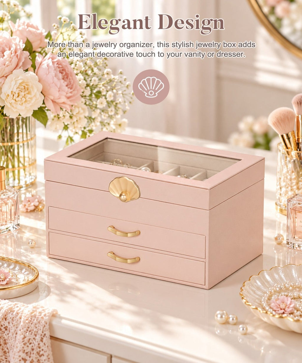 Homde Modern Jewelry Box for Women: 4-Layer Organizer with Clear Lid-4-Layer-33-Homde
