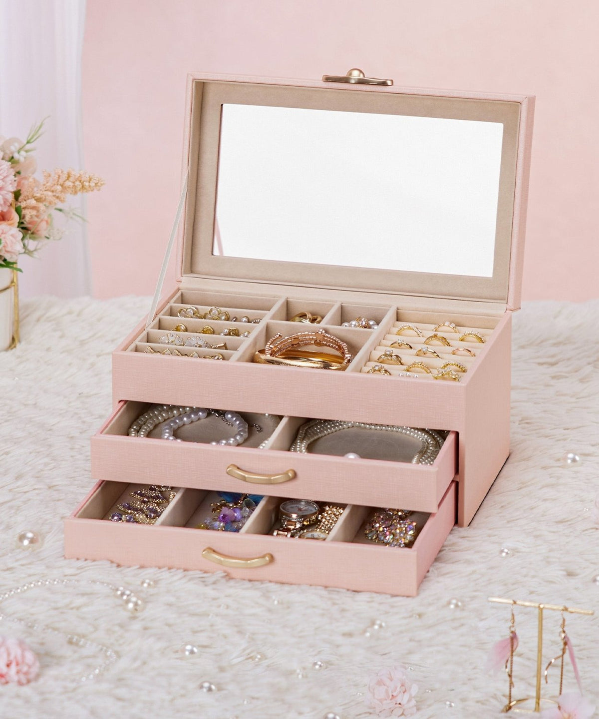 Homde Modern Jewelry Box for Women: 4-Layer Organizer with Clear Lid-4-Layer-31-Homde