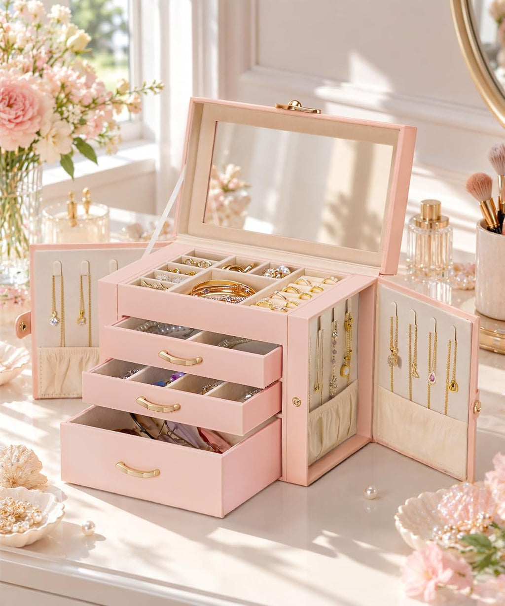 Homde Modern Jewelry Box for Women: 4-Layer Organizer with Clear Lid-4-Layer-23-Homde