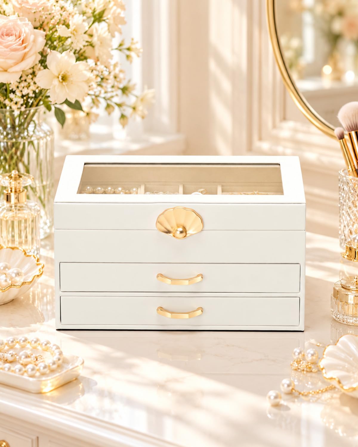 Homde Modern Jewelry Box for Women: 4-Layer Organizer with Clear Lid-4-Layer-13-Homde