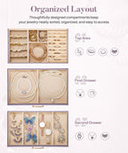 Homde Modern Jewelry Box for Women: 4-Layer Organizer with Clear Lid-4-Layer-44-Homde