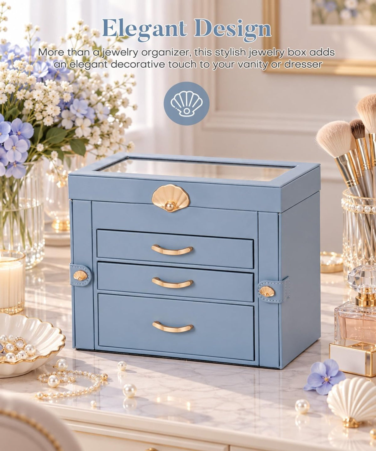 Homde Modern Jewelry Box for Women: 4-Layer Organizer with Clear Lid-4-Layer-16-Homde