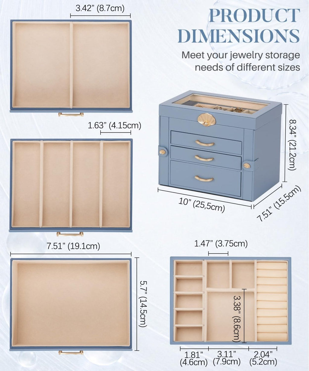 Homde Modern Jewelry Box for Women: 4-Layer Organizer with Clear Lid-4-Layer-20-Homde