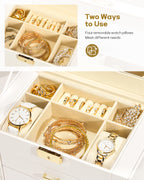 Homde Large Jewelry and Watch Box with Mirror, Lock and 4 Drawers-Homde